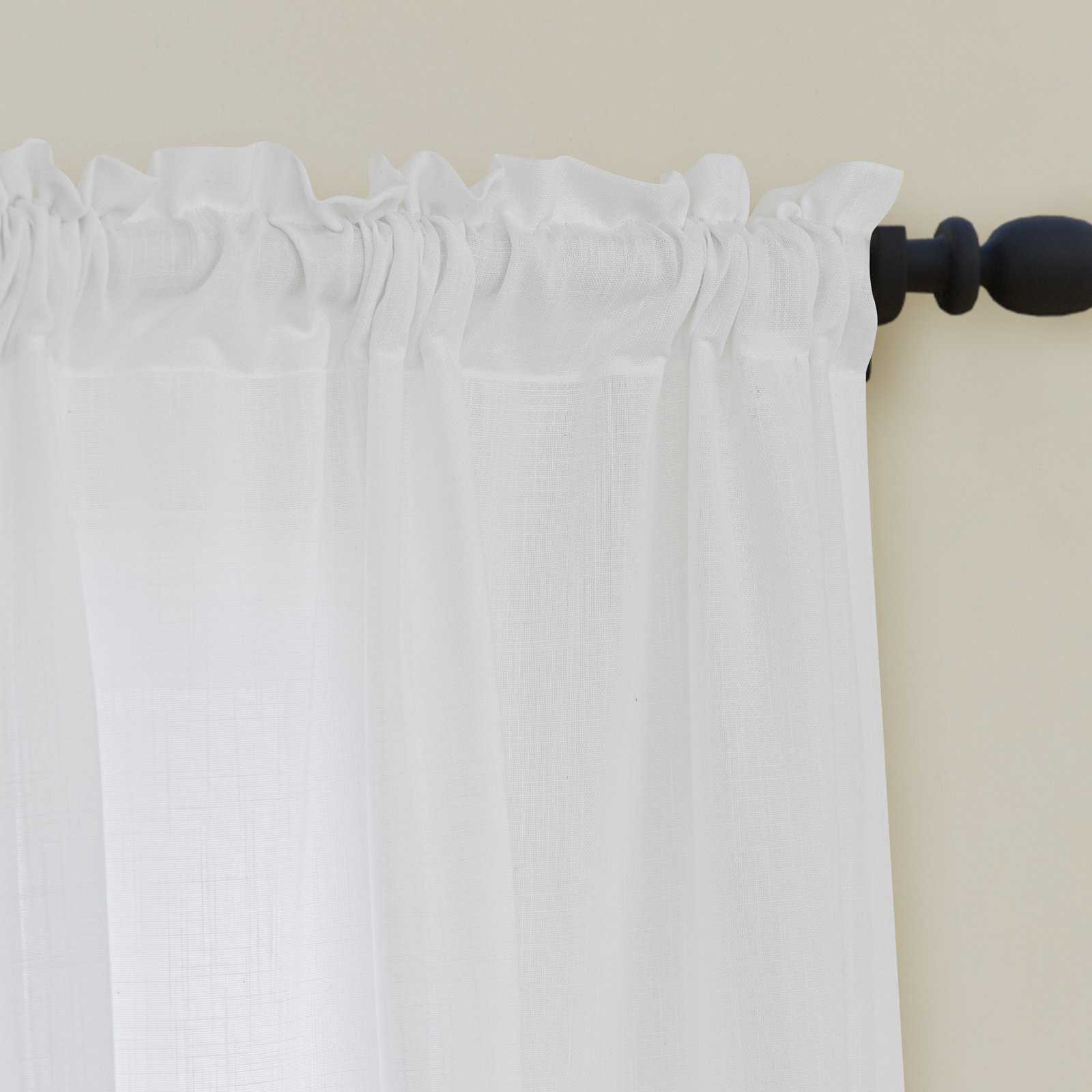 Linen Blend Semi-Sheer Curtain Panel Set, 52" W x 84" L, White
