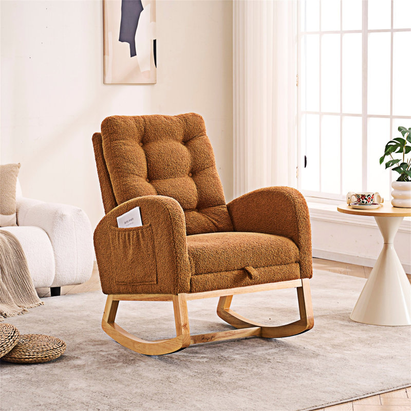 Chaise longue berçante avec repose-pieds Accent, Caramel