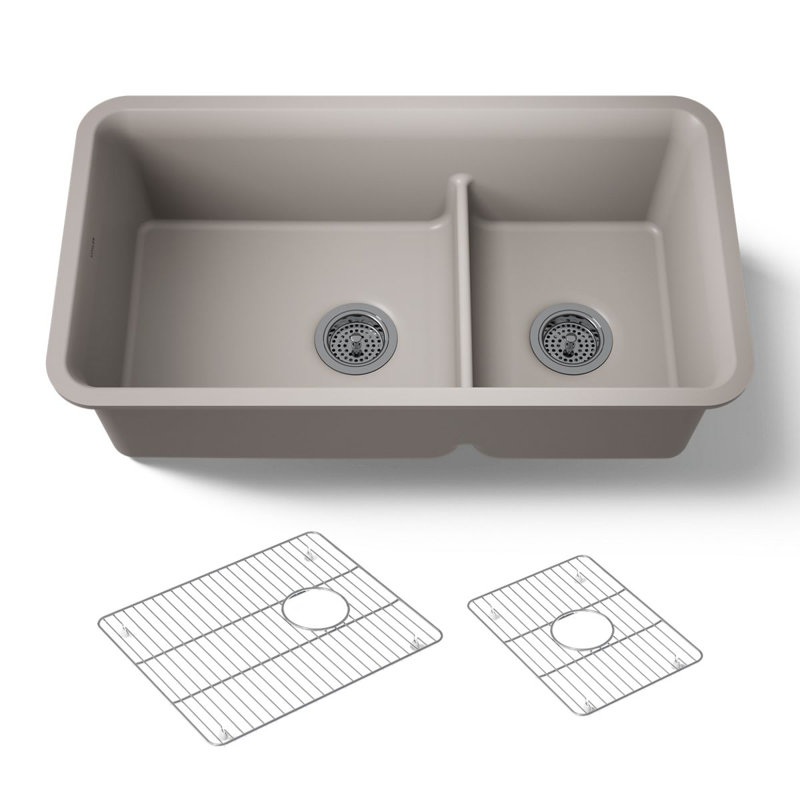 Cairn Smart Divide 33-1/2" Undermount Kitchen Sink, Light Brown