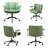 Genuine Leather Cross-leg Chair With Flip-up Armrests, Casters, Suitable For Home Offices, Dressing Areas, And Relaxation Zones, Green-1997214995