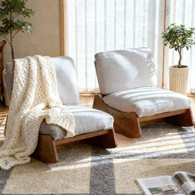 Upholstered Solid Wood Rocking Chair