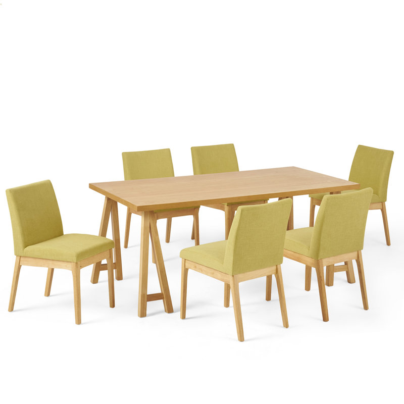 Ensemble repas pour 6 personnes, Chêne naturel, Thé vert