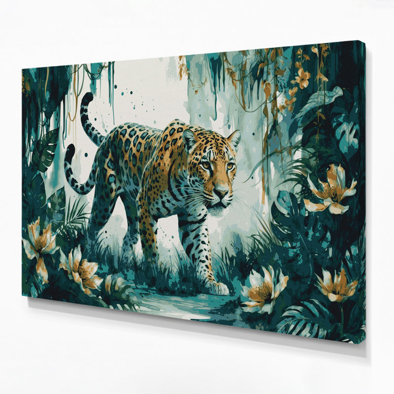 «Big Cats Pantanal Jaguar», art mural sur toile bleue, H 20 po x l 24 po