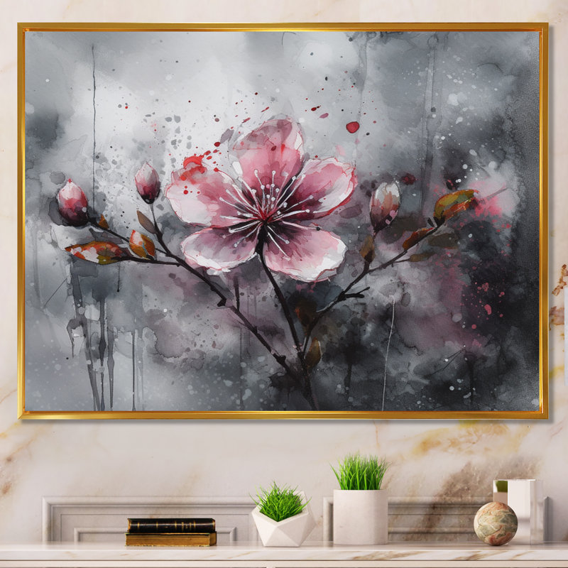 «Roziyah Apple Tree», reproduction d'art sur toile, H 30 po x l 40 po x P 1,5 po, Cadre flottant doré