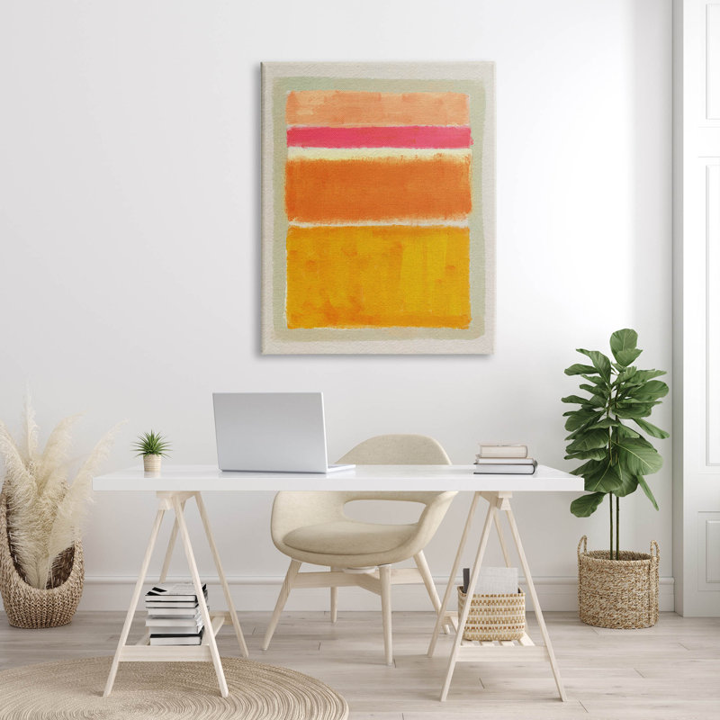 "Varied Orange Stripes Arrangement", art mural par Victoria Barnes, H 48 po x l 36 po x P 1,5 po
