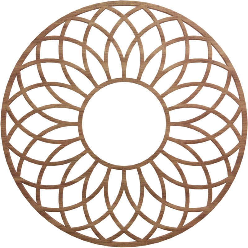 Médaillon de plafond en bois de bouleau 30 pi x P 10 1/4 po x P 3/8 po, bouleau, Noyer, H 26 po x l 26 po x P 0,38 po