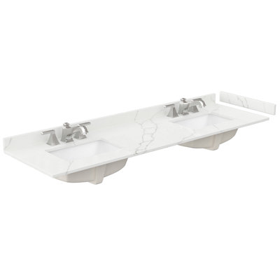 Meuble-lavabo double autoportant 72 po avec plateau en quartz Palmilla