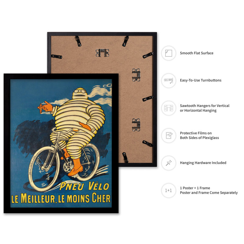 Tire Tire à vélo, Cadre noir, Affiche, H 18 po x l 24 po