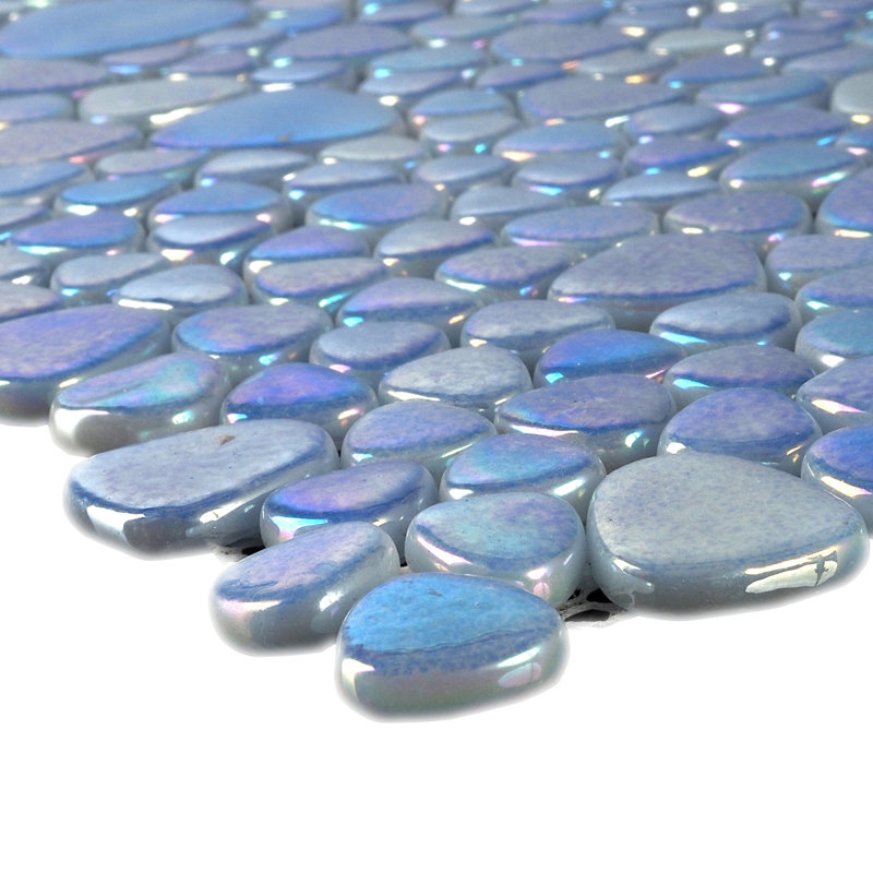 Glass Tile Love 12x12 Pebble Mosaic 10.76 sqft/case, Ideal for Kitchen Backsplash Bathroom Pool Tile, Blue