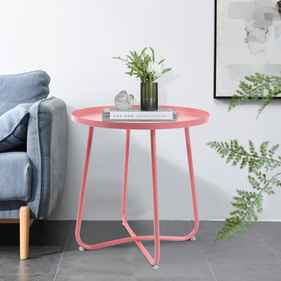 Modern Minimalist Patio End Table - Pink