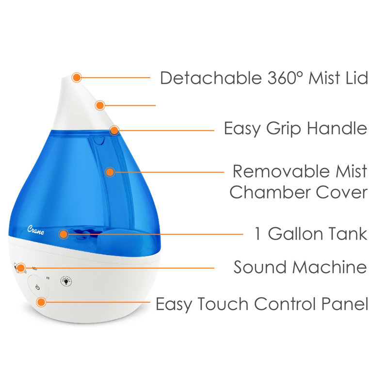 Blue and White Ultrasonic Cool Mist Humidifier with Sound Machine