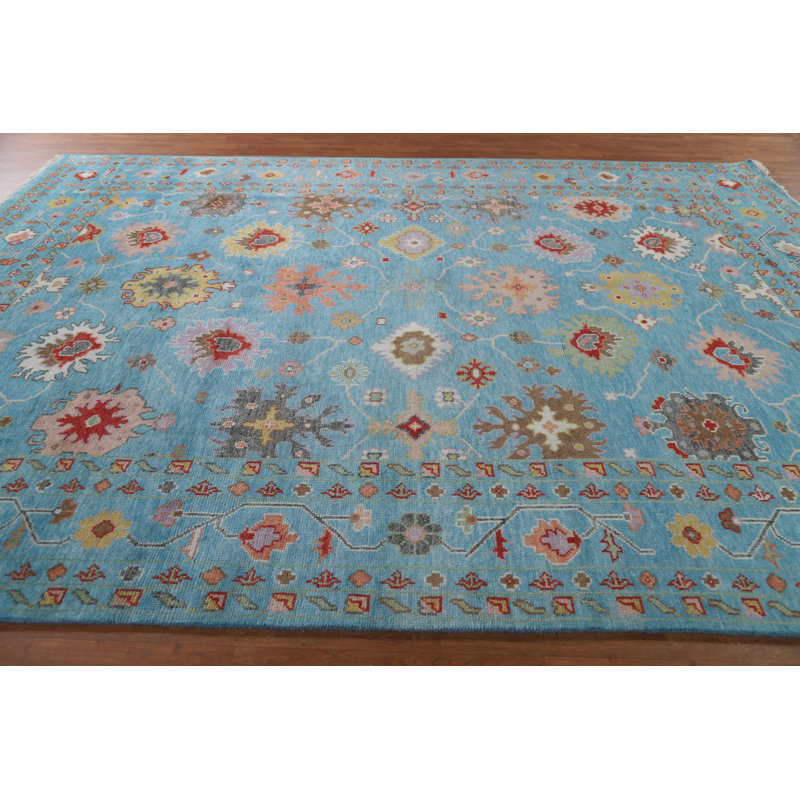 Tapis bleu All-Over Oushak 9 x 12