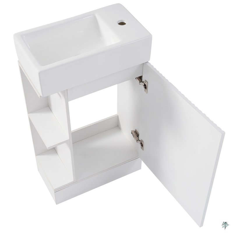 Meuble-lavabo 18,6 po avec lavabo, meuble-lavabo avec tablette à deux niveaux, orienté vers la gauche ou vers la droite