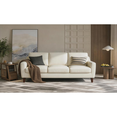 Auraluxe Genuine Leather Square Arm Sofa