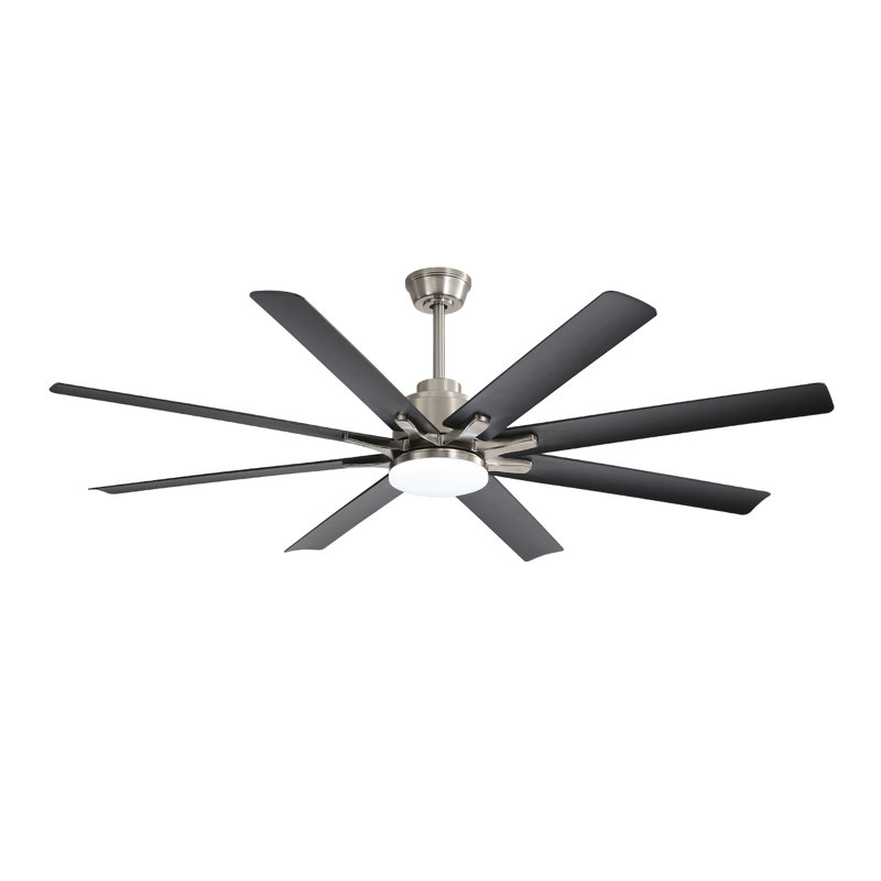  66-inch Modern Ceiling Fan with Light, Remote Control Smart Fan, 8 ABS Blades, DC Motor, 6 Speeds, Downrod Mount for Bedroom, Living Room