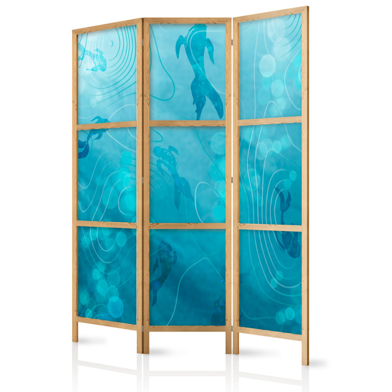 171cm H Solid Wood Folding Room Divider, 171cm H x 135cm W x 1.2cm D, 3