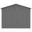 Remise de 120 po x 144 po en métal gris avec fenêtres et tablettes de rangement - une remise à outils de jardin résistante aux intempéries, parfaite pour un patio.