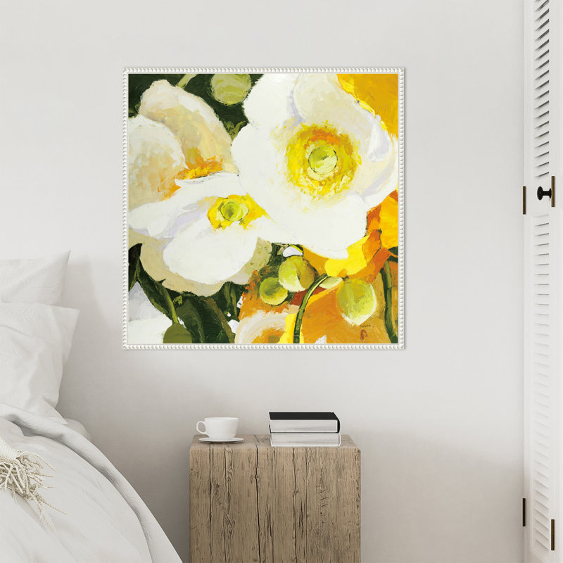 «White Anemones Up Close» par Shirley Novak, reproduction d'art sur toile encadrée, H 30 po x l 30 po