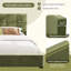 King Bed Frame 79.5"x85"x48" Velvet Upholstered with Curved Headboard Olive Green Platform