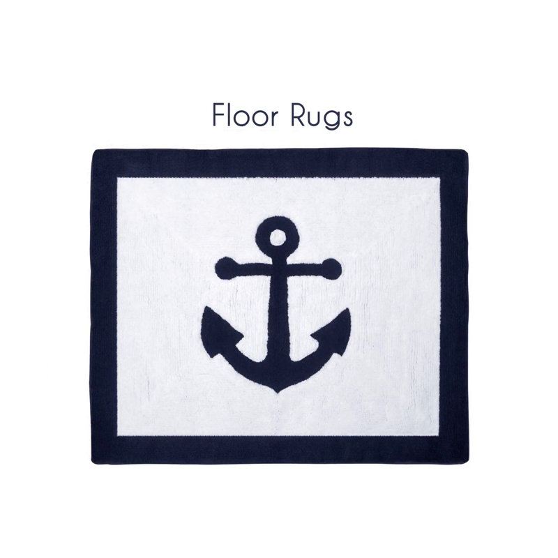 Nautical Navy and White Anchor Window Valance
