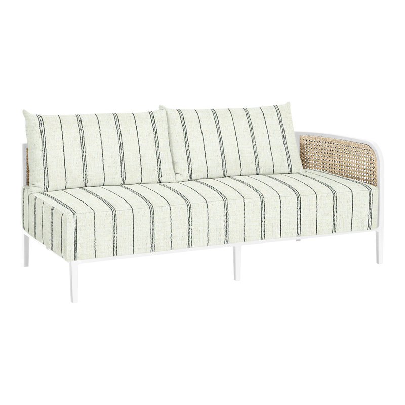 Havana Cane N-Dura Resin Wicker Outdoor Right Arm Facing Sectional, No welt + Standard fill, Chalk/Natural Resin, Canvas Sand