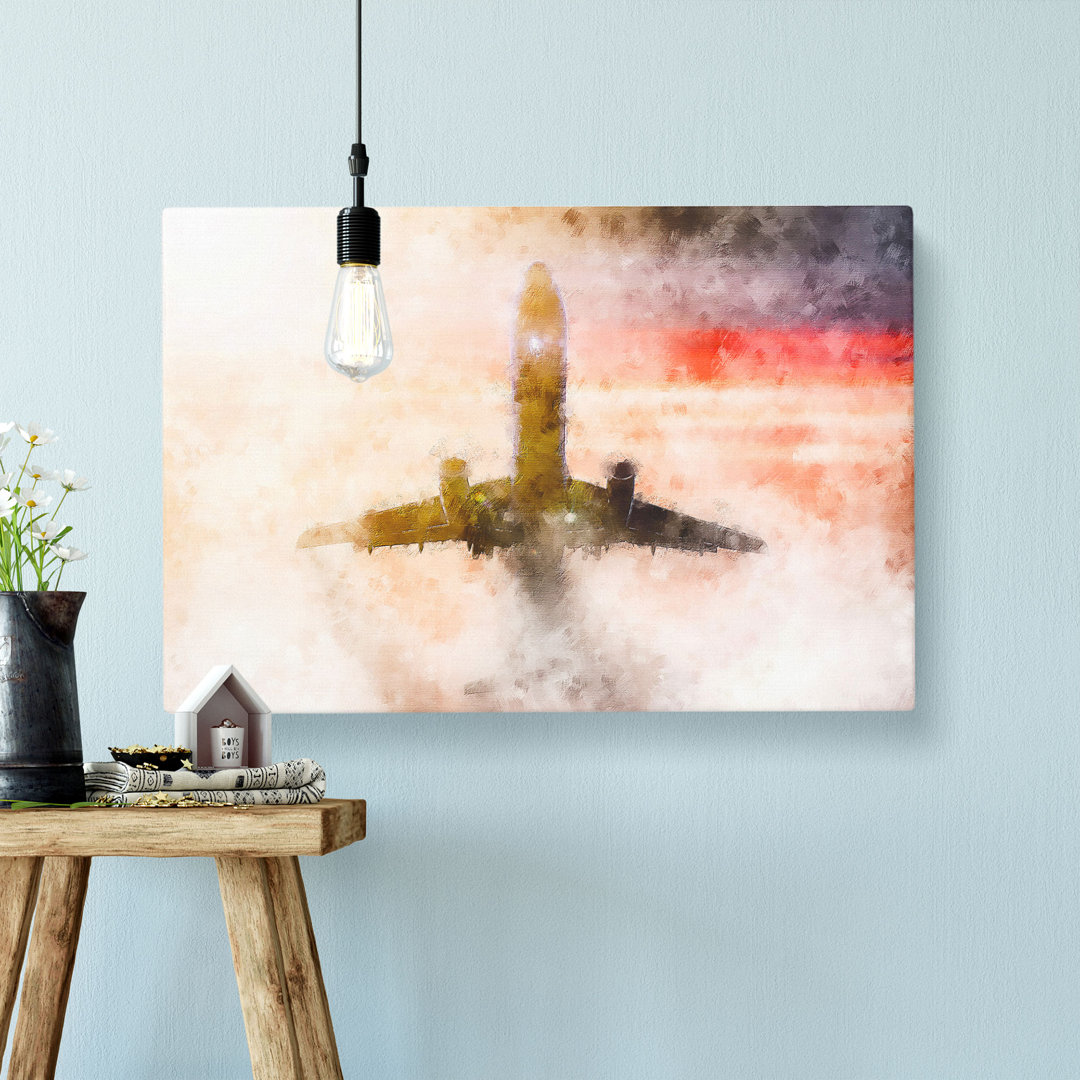 Airplane Lost In The Sky Painting - Wrapped Canvas