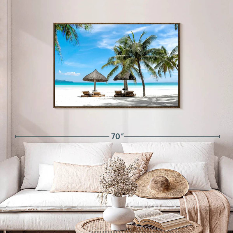 Bord de mer Boracay, Cadre flottant noyer, 43 po x 29 po