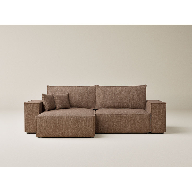 3 Seater Corner Sofa, Brown, Left Hand Facing