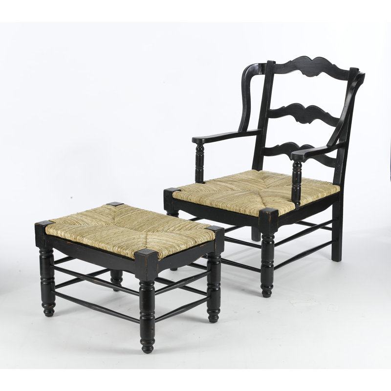 Getz Wingback Chair and Ottoman, Black