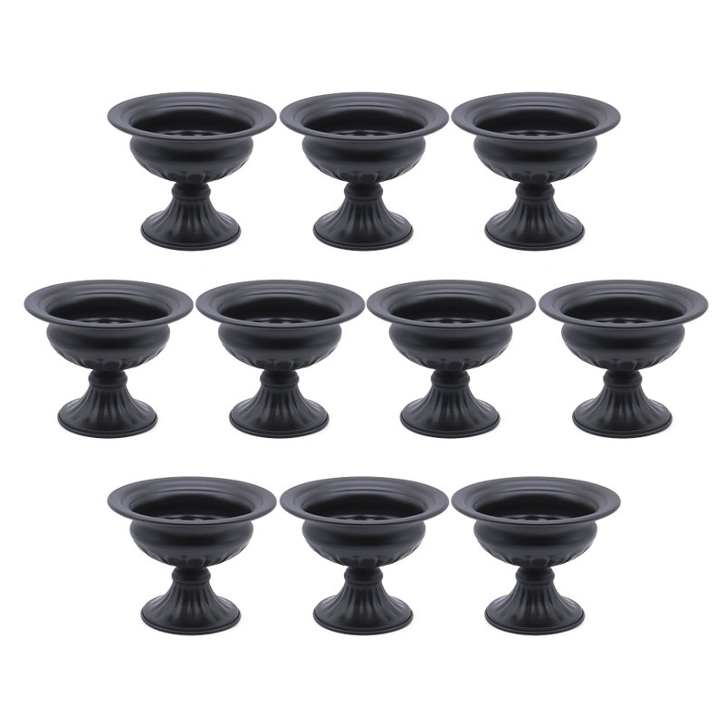 Paquet de 10 bols à piédestal côtelé blanc de 4,75 po x H 5,4 po, Noir