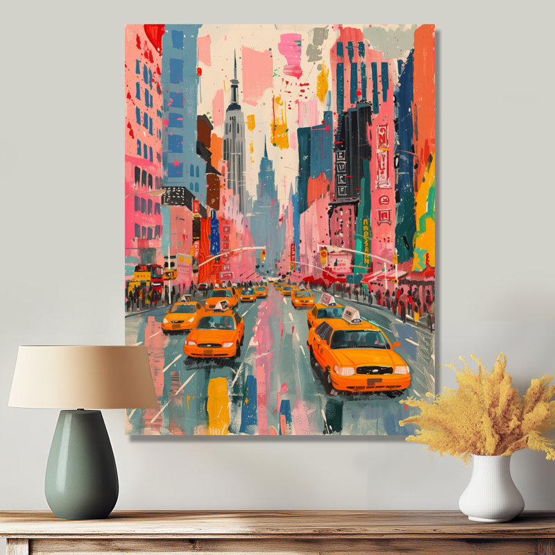 Rose, gratte-ciel de New York City III - impression d'art mural New York City, Toile tendue, H 16 po x l 32 po