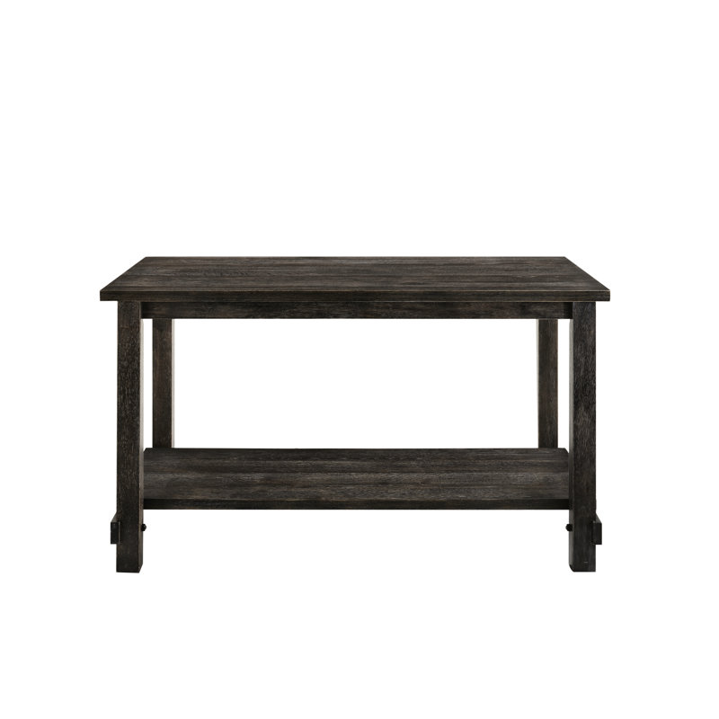 Table à hauteur de comptoir Ii - finition grise, construction, tablette inférieure pour espace de rangement, plateau en bois fixe, pieds droits carrés,