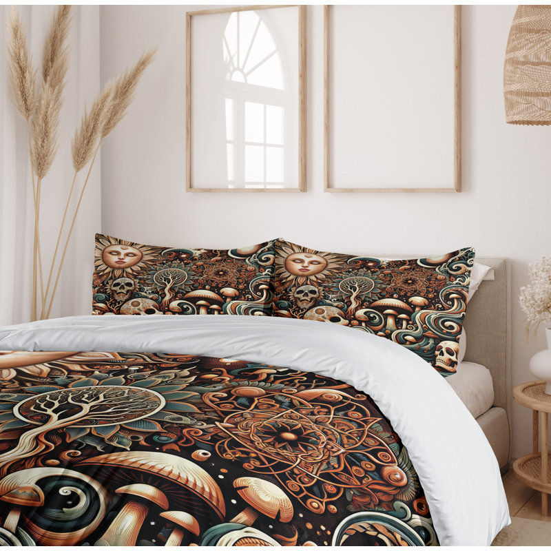 Boho Esoteric Duvet Cover, King Duvet Cover + 2 Standard Shams