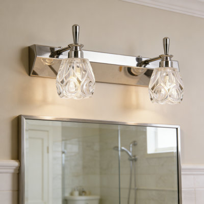 Éclairage pour meuble-lavabo en verre tulipe 2 lumières, chrome, ampoules G4 incluses