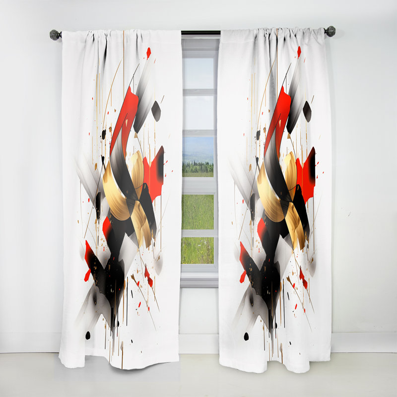 Rideau Harpe rouge et noir abstrait Harith, L 52 po x L 95 po