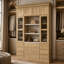 Armoire de rangement de 94,5 po de hauteur avec portes en verre, tablettes ouvertes et 9 tiroirs
