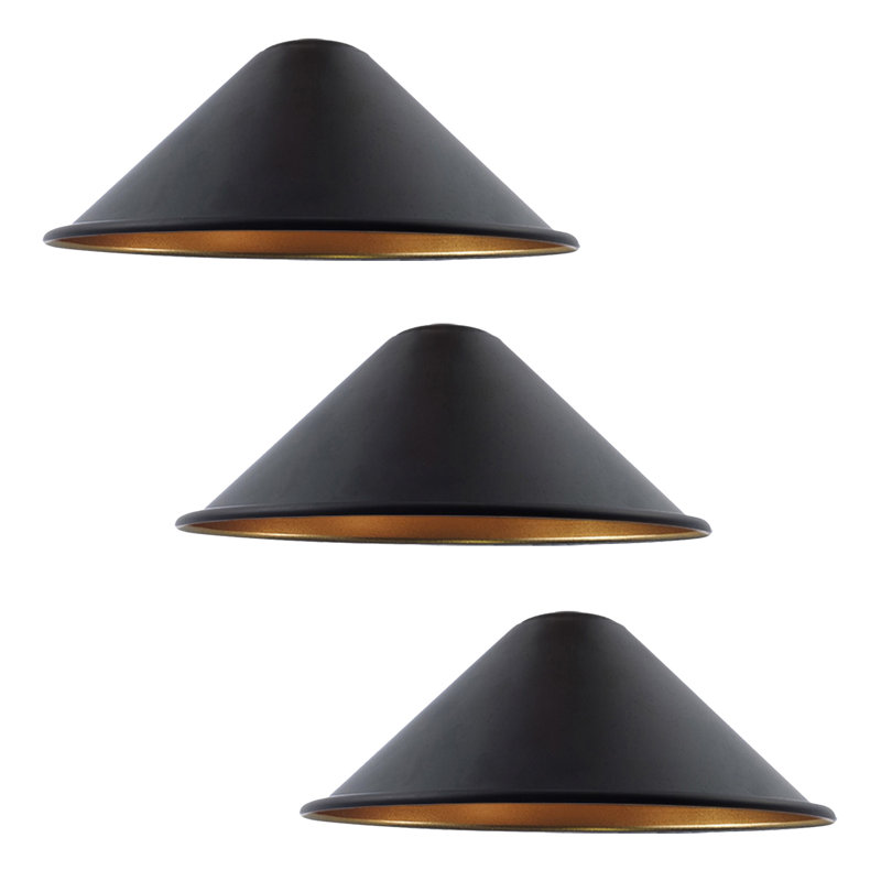 Veltri 10cm H Metal Cone Shape Pendant Shade ( Uno ), Black/Gold