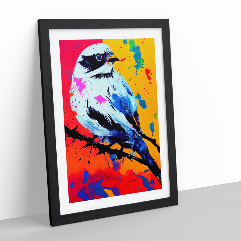 Paint Splash Bird No.5 - Framed Print, Black, 46cm H x 34cm W x 2cm D