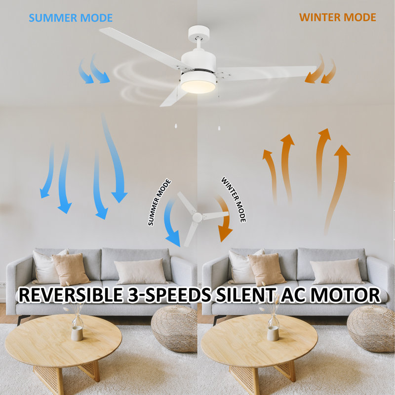 Nafiseh 52'' Ceiling Fan with LED Lights, White