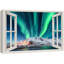 Fenêtre de paysage «Window View Northern Light Borealis Alaska Mountain Nature Scenic Landscape» sur toile-98448491