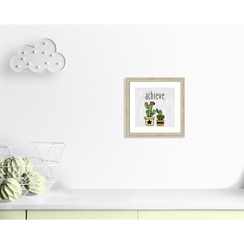 Impression sur papier Cacti C, Cadre plat beige, H 16 po x l 16 po x P 0,6 po