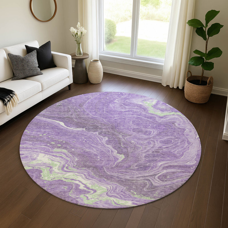 Premium Machine Washable Hedden AMF1701 Abstract Rug, Round 8'