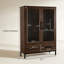 Vitrine de 60 po de hauteur avec 2 tiroirs de rangement, garde-manger avec porte vitrée et éclairage DEL, armoire de rangement avec tablettes réglables en verre à 4 niveaux-967370358