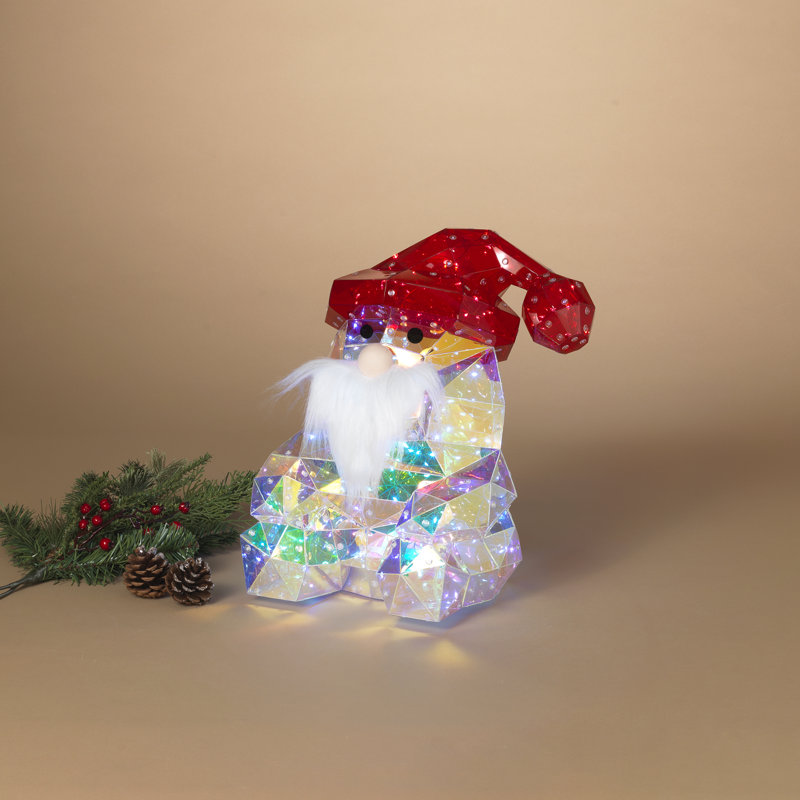 Père Noël holographique avec lumière USB et télécommande 13,75 po H Merry