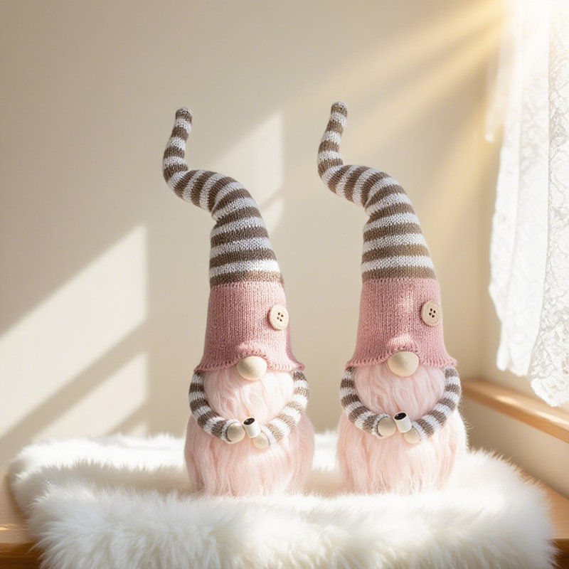 2 pièces de figurines de gnomes de café en peluche avec chapeau rayé suédois Tomte Elf nain décor pour bar cadeaux de fête de fête Home Decor
