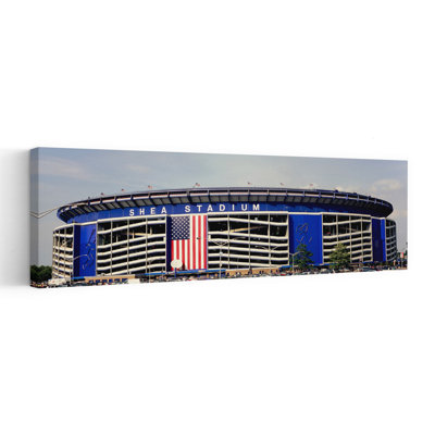 Facade Of Shea Stadium Queens New York City New York State USA by Jerry Driendl Photography - Wrapped Canvas Panoramic Print