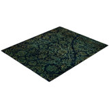Overdyed Hand-Knotted Wool Modern-Contemporary Green Area Rug 4' 1" x 5' 1"
