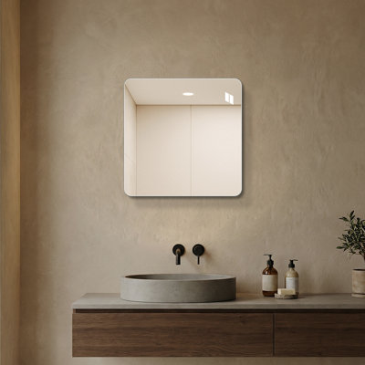 Frameless Bathroom Mirror Rounded Corner HD Explosion Proof Wall Mirror for Vanity Horizontal or Vertical Mount
