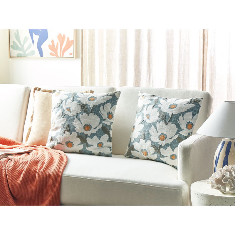 Deleon Floral Square Cushion, Blue