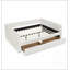 Grand lit beige avec rangement intégré et support ergonomique, parfait pour le confort moderne et l'organisation-505851578-505851577
